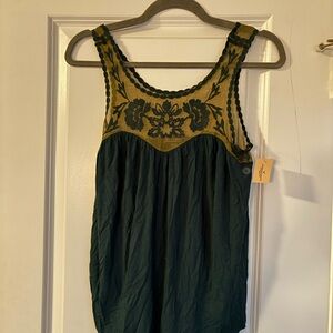 NWT American Eagle Embroidered Green lace tank top